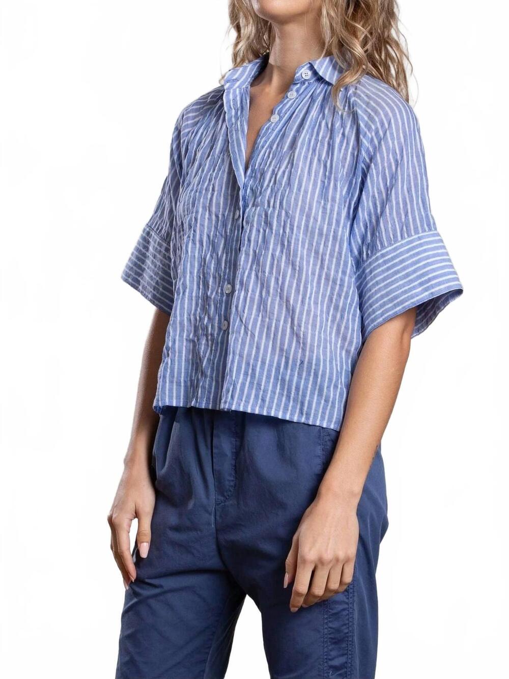 NEW PHARAOH halle marin stripe shirt in blue - Picture 3 of 3
